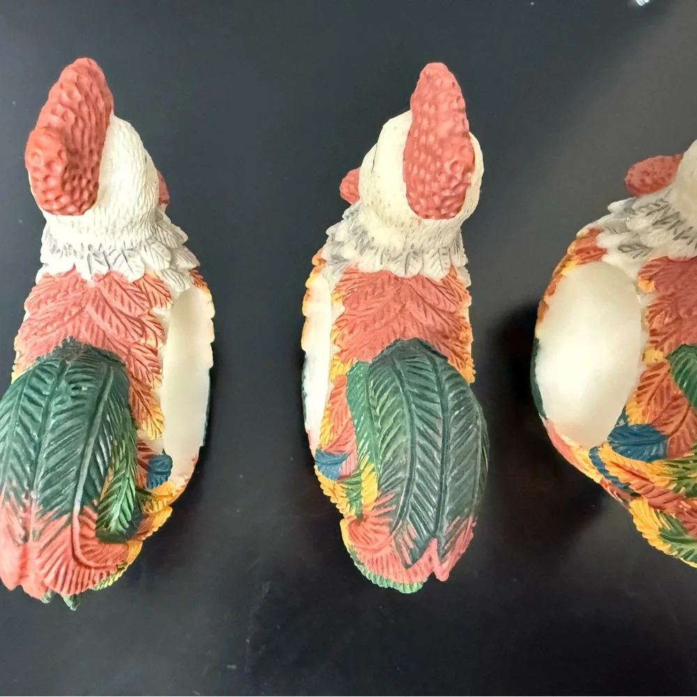 Set‎ of 4 Colorful acrylic Rooster Napkin Rings